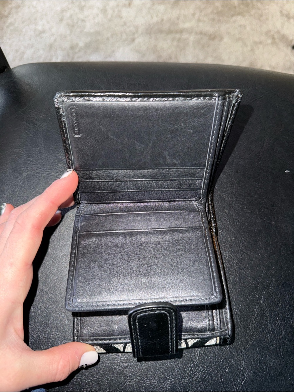 Coach Black and Cream Signature Canvas Wallet with Buckle - Picture 6 of 8